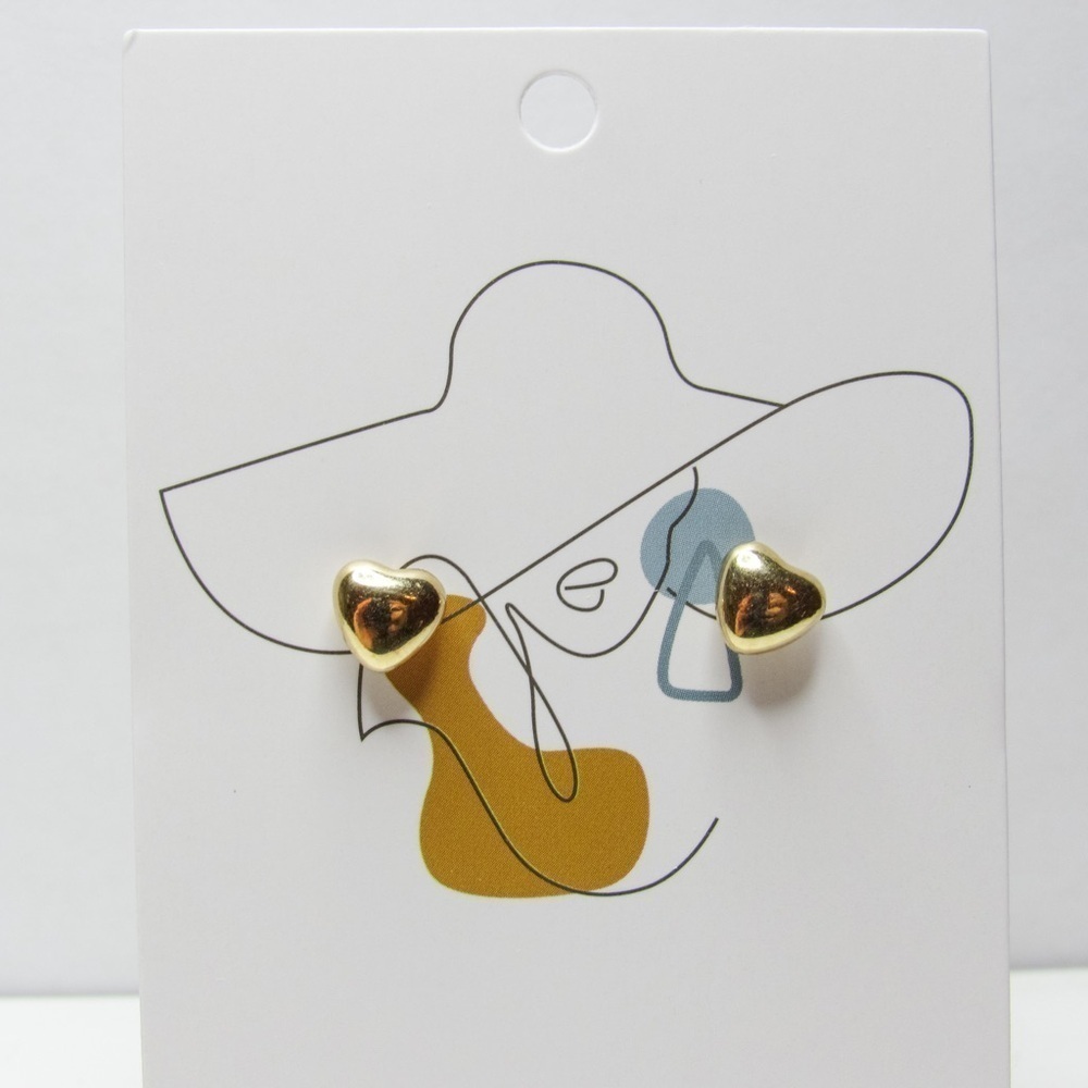 Gold Mini Heart Stud Earrings - Casual, Dainty, Coquette, Cottagecore